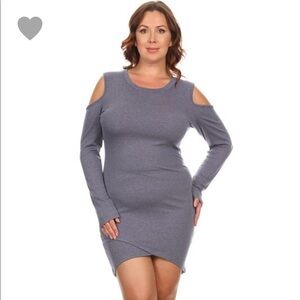 Charcoal Gray Plus Size Sweater Dress Stretchy